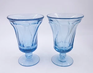 Juego de 2 vasos remolinos vintage Fostoria Jamestown té helado azul con patas de agua MCM - Imagen 1 de 3
