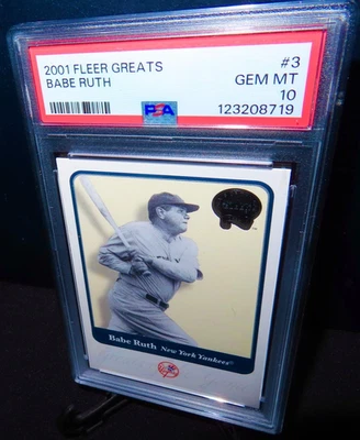 2001 FLEER GREATS BABE RUTH PSA 10 GEM MINT #3 !! - Image 1 of 3