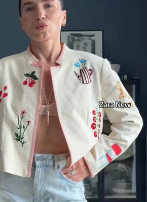 ZARA NEW 2025 WOMAN FLORAL EMBROIDERED JACKET ECRU S,M,L 4786/206/712 - Image 1 of 4