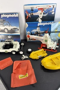 Playmobil Vintage Safari Orange Tent Cover Yellow Boats Police Car Helicopter - Picture 1 of 24
