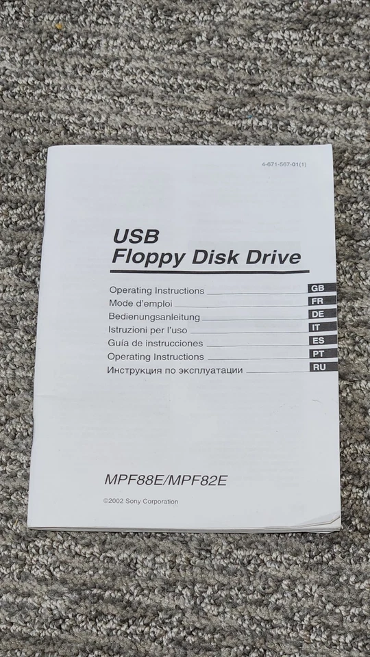 Sony USB Manual For Floppy Disk Drive MPF88E/MPF82E  - Image 1 of 2