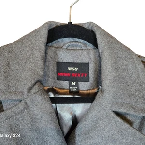 Miss Sixty Gray Wool Blend Military Style Pea Coat Jacket - Picture 1 of 13