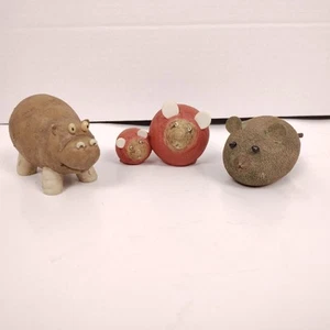 Vtg Enesco Home Grown Lot Of 3 Hippo Mouse Mice Kiwi Potato Radish 2004 2007 Y2K - Picture 1 of 17