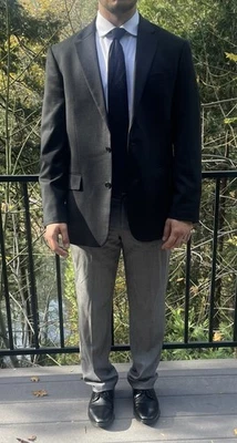 Костюм шерстяной эластичный мужской Kenneth Cole Awearness 40R черная сетка куртка спортивное пальто - Изображение 1 из 4