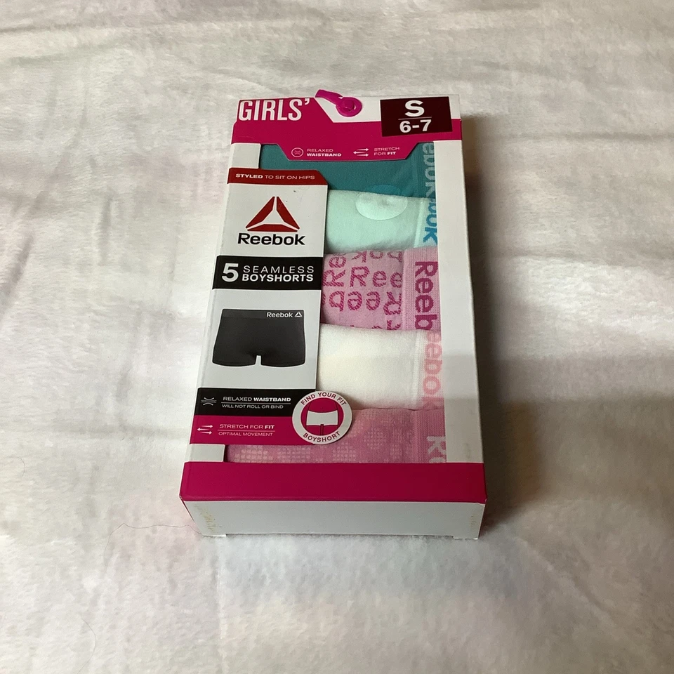 REEBOK NIÑAS ROPA INTERIOR CORTA SIN COSTURAS NIÑO PAQUETE DE 5 TALLA PEQUEÑA 6-7 NUEVO Foto 1 de 1