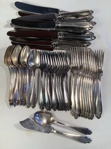 Juego de platos de plata HEIRLOOM CARDINAL f12 Oneida años 20 tenedores cuchillos cucharas 52 piezas - Imagen 1 de 3