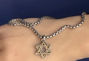 David Yurman 18k YellowGold Sterling Silver 22” Jewishstar Necklace 🩵35.9 Grams - Picture 1 of 8