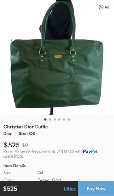 Bolso de Mano Christian Dior Doble Sillín Vintage Cuero Verde Foto 1 de 4