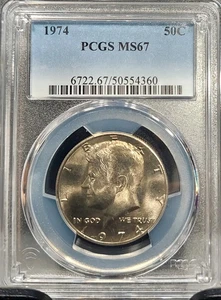 1974 KENNEDY HALF DOLLAR 50C PCGS CERTIFIED MS 67 MINT STATE UNC (360) - Picture 1 of 5