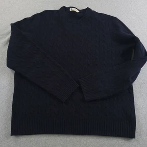 Suéter J Crew Para Hombre Extra Grande Azul Marino Tejido con Cable 100% Lana de Cordero Pullover - Imagen 1 de 11