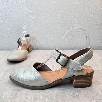 Toms Jaclyn Maryjane Pumps Leather Silver Dressy Low Block Heel Comfort Shoe 6.5 - Image 1 of 4