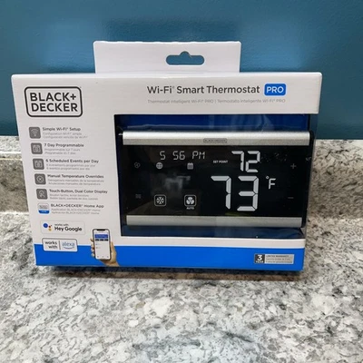 Black and Decker Wi-Fi Smart Touch Key Thermostat Pro Programable Dual Color - Image 1 of 4