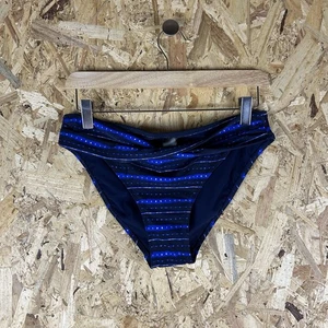 John Lewis Bikini Bottoms Briefs Twist Striped Navy UK 12 - Picture 1 of 3