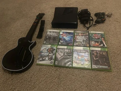 Xbox 360 S Console Bundle | Les Paul Guitar | 8 Games | Tested! - Image 1 of 4