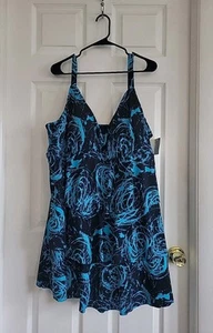 New CATHERINE'S Flowy Printed Scalloped Lace Tier Swim Dress Boho SZ 30W - Picture 1 of 8