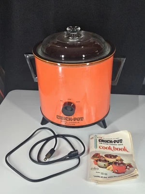 Vtg Rival Crock Pot 3.5 Quart Slow Cooker Red Flame Orange Model 3101/2 Tested - Image 1 of 4