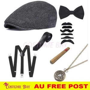 The 1920s 7pcs Mens themed party Gatsby Gangster Costume Accessories Set Cosplay - Bild 1 von 13