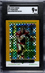 2005 Topps Chrome Frank Gore Rookie, #177 Gold Xfractor, SGC Graded Mint 9 - Bild 1 von 2