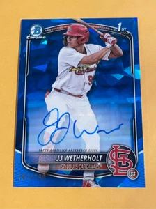 2025 Bowman Sapphire JJ Wetherholt 1st Chrome Prospect Auto Refractor /199 - Bild 1 von 2
