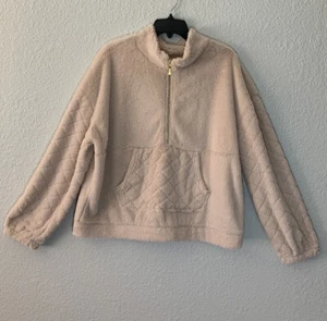 No Boundaries Hoodie Womens 2X Beige Faux Fur - Picture 1 of 7