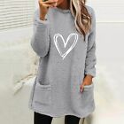 Womens Winter Coat Loose Wool Jacket Long Sleeved Jumper With Pockets