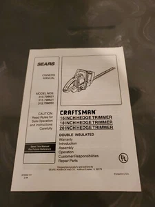 Sears Craftsman 16 18 20 Zoll Heckenschere Bedienungsanleitung 972000-141 2-94 orig - Bild 1 von 7