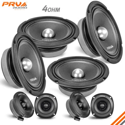 4x PRV 6.5" Midrange Speaker + Tweeters 1480w Package 6MR250B-4 & TW350Ti-4 SLIM - Image 1 of 4