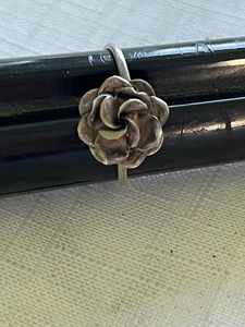 Anillo Vintage Plata de Ley 925 Rosa Flor Tamaño Ajustable - Imagen 1 de 2