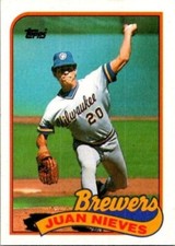 1989 Topps  #287   Juan Nieves    Pitcher     Milwaukee Brewers  FREE shipping