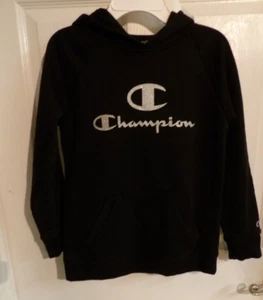 Champion Hoodie Girls Large Black Sparkly Logo Long Sleeve Youth - SA80 - Picture 1 of 4