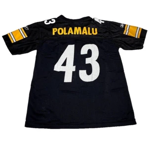 Troy Polamalu Pittsburgh Steelers Jersey Youth M Reebok NFL Football Black HOF - Picture 1 of 4
