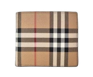 Burberry portafoglio uomo bi-fold in pelle senza portamonete 8057954 beige - Picture 1 of 5