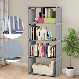 4-Tier Book Cabinet Rack Bookcase Shelving Storage Organizer Bookshelf Stand - Picture 1 of 13