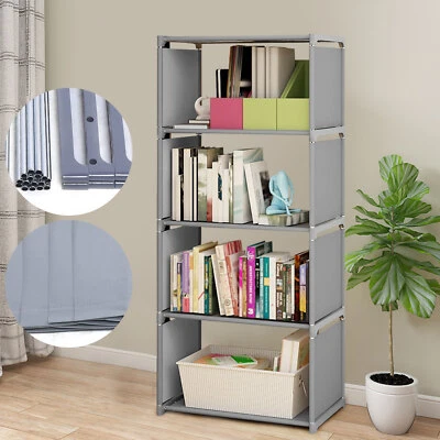 4-Tiers Book Cabinet Rack Bookcase Shelving Storage Organizer Bookshelf Stand Foto 1 de 4