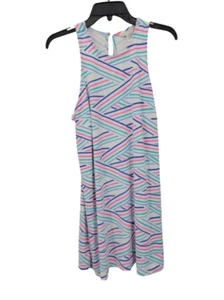 Vestido Mahi Dorado Para Mujer Mediano Blanco Colorido Rayas Sin Mangas Playa Atletismo - Imagen 1 de 9