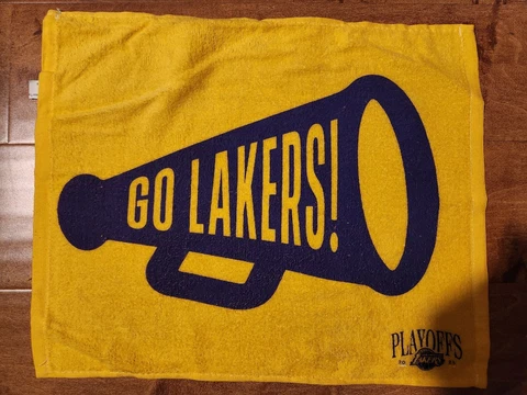 LA Lakers 2023 Playoff Game 4 Stadium Rally Towel vs Warriors — Yellow / LeBron Cover