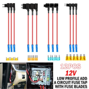 12PCS Mini Blade Piggy Back Fuse Holder 12V Add A Circuit Fuse Auto Tap-Micro - Picture 1 of 13