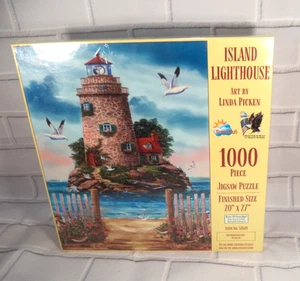 Island Lighthouse Art by Linda Picken Jigsaw Puzzle 1000 Pieces Finished 20"x27" - Picture 1 of 9