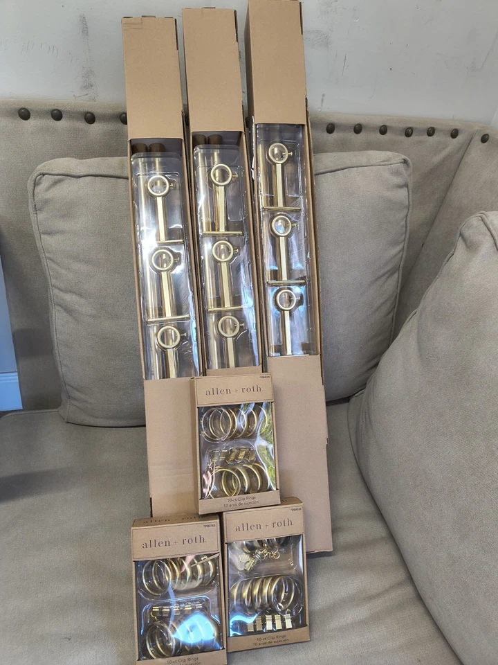 3- Wallace 72 «до 144» матовый золотой стальной занавески род с флеронами и 30 крючков - Изображение 1 из 4