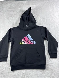 Adidas Girls Active Hoodie Black with logo Size 7 - Picture 1 of 8