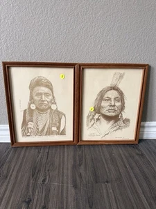 2er Set Indianer Drucke von Jim Nelson - signiert limitierte Auflage, gerahmt (A18) - Bild 1 von 6