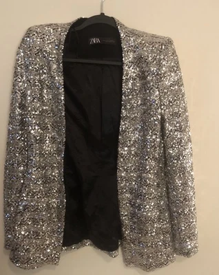 Silver Sequin Blazed From Zara - Image 1 of 4