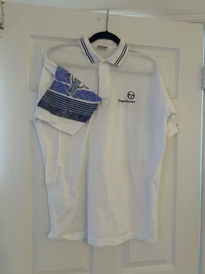 Sergio Tacchini Vintage 90s Italy Tennis Golf Polo Shirt White Blue 1st Class L - Image 1 of 4