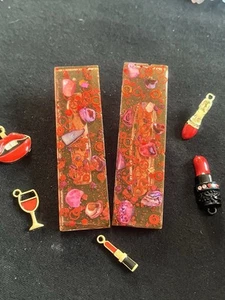 Haarspangen Set mit Muschelsplitter,Steinchen usw in klaren Rot Handmade - Bild 1 von 6