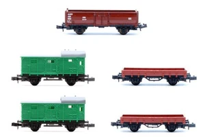 TRIX/ARNOLD 'N' GAUGE RAKE OF 5 ASSORTED FREIGHT CARS - Picture 1 of 11