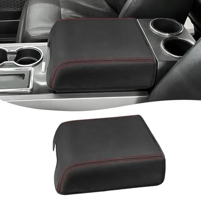 Center Console Armrest Cover for Ford F150 2004-2014, Black Red Stitching Foto 1 de 4