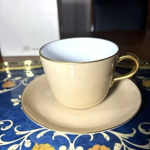 Okura Art China Colored Sowing Morning Cup Saucer Beige - Picture 1 of 9