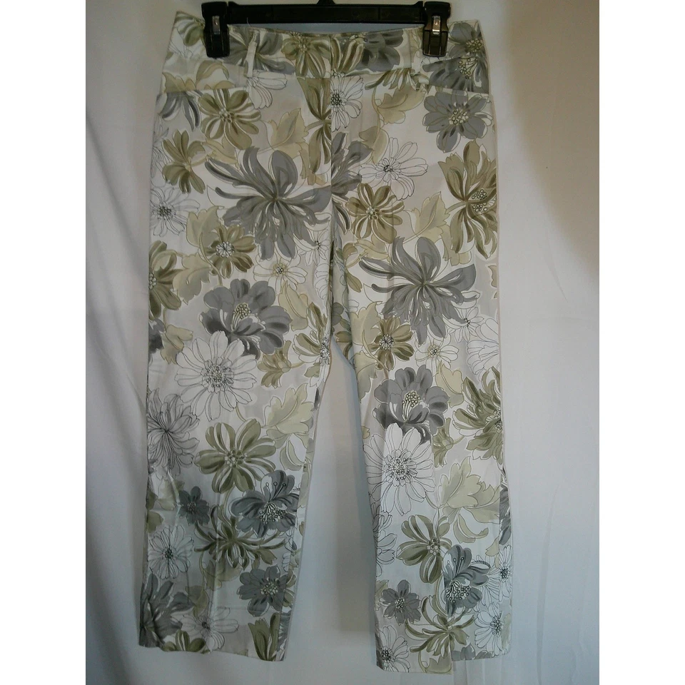 Pantalones capri elásticos tribales con estampado floral para mujer talla 8 recortados Foto 1 de 4