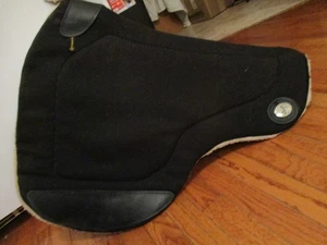 TRIPLE E BLACK WESTERN CONTOURED  BARREL/TRAIL WOOL/FLEECE SADDLE PAD 24''x 40'' - Picture 1 of 5
