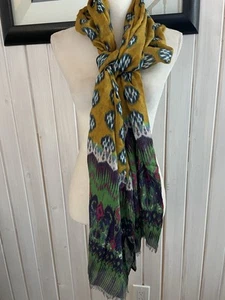Etro Scarf Wrap Extra Long 76”x 27” Multicolor Gold Green Blue Pink - Picture 1 of 8